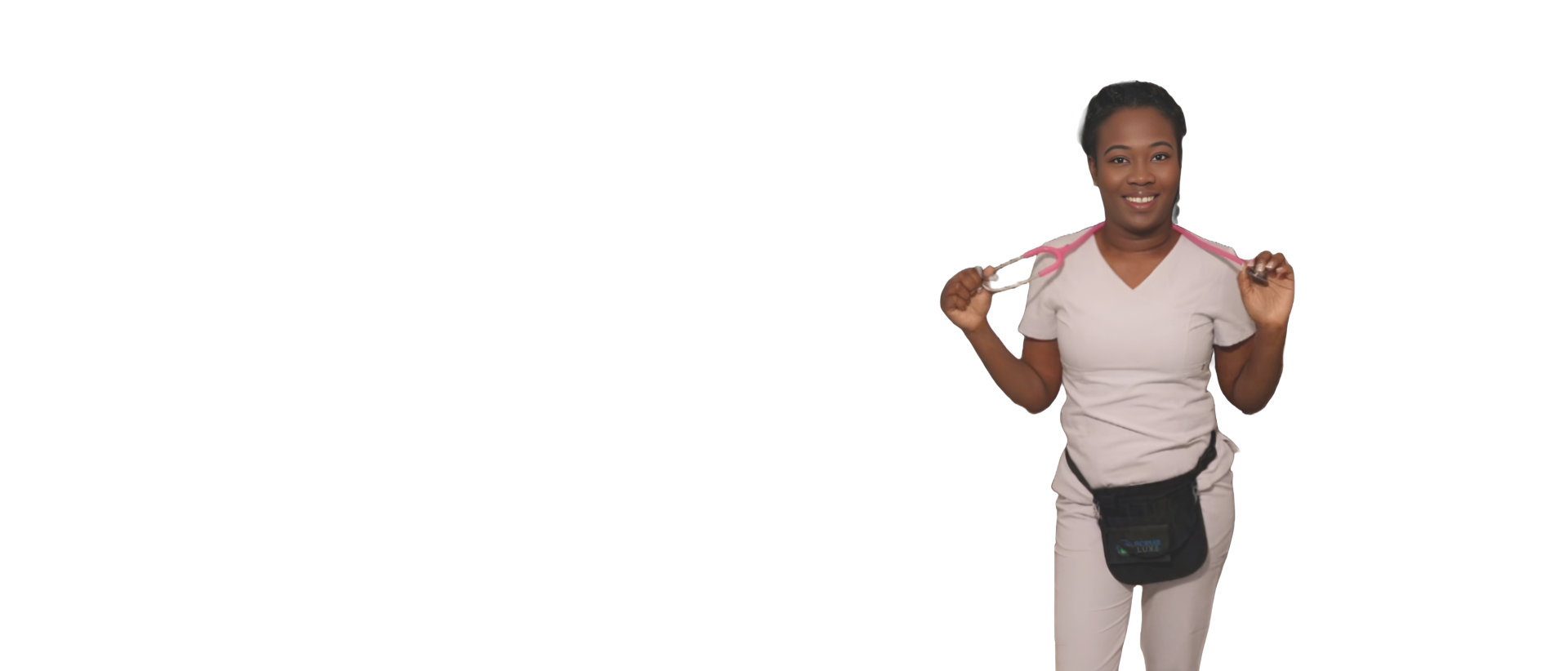 a young woman wearing a scrub